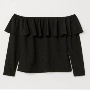 H&M Off shoulder glitter top